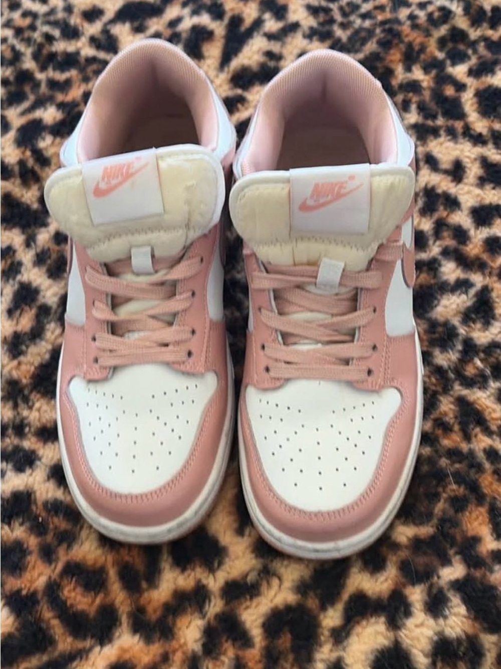 Nike Pink and White Low-Top Sneakers
